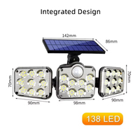 3 lampes solaires à têtes réglables avec panneau solaire séparé, applique murale solaire, lumière d'extérieur à détection de mouvement pour cour