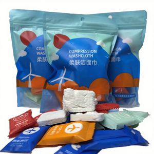 Serviette faciale en coton compressée portable, séchage rapide, non tissée, jetable, pour le bain, emballage bonbon, couleur unie, pour la maison - Product Image 1