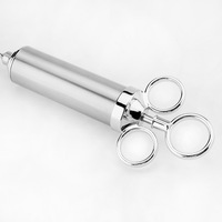 Outil de cuisson polyvalent en acier inoxydable avec 3 aiguilles Aiguille en silicone pour la dinde Injecteur de marinade en métal