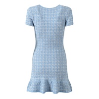 Robe courte élégante en tweed pour femme OUDIAN, avec nœud papillon et boutons en diamant, style décontracté et élégant.