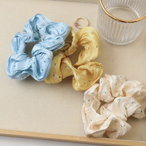 Wholesale Double-Piece Vintage <strong>Printed</strong> <strong>Headbands</strong> Flowing Light Gradient Net Gauze Scrunchies Fabric Material Girls Women - Product Image 3