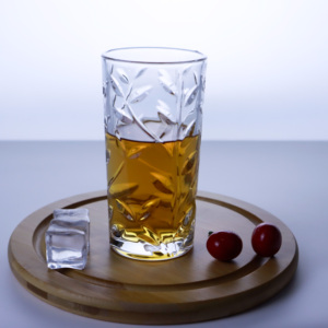 Leaf Embossed Cut Crystal Highball Glass, Elegant <strong>Gin</strong> <strong>Tonic</strong> Tumbler for Cocktails, Home <strong>Bar</strong> &amp; Gifting - Product Image 2
