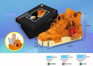 Chaussure de sport modèle blocs brosse pot Mini + building block (589PCS) articles D'ameublement en plastique mini blocs de construction 3.6mm - Product Image 5