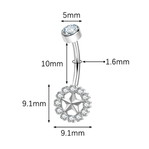 Anillo <span class=keywords><strong>de</strong></span> <span class=keywords><strong>Ombligo</strong></span> <span class=keywords><strong>de</strong></span> Titanio ASTM F136 G23 con Zirconia Hipoalergénica y Rosca Interna para <span class=keywords><strong>Mujer</strong></span>, Venta al por Mayor - Product Image 2