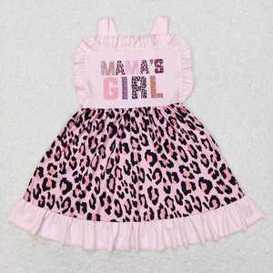 Tenue brodée « Mama's Girl » à imprimé léopard rose, barboteuse à manches volantées et robe à ourlet volanté - Product Image 6