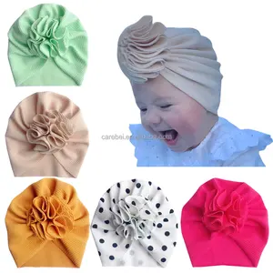 Bonnets côtelés à nœud torsadé unisexe, couvre-chef pour bébé, couvre-chef à fleurs en maïs, couvre-chef léger