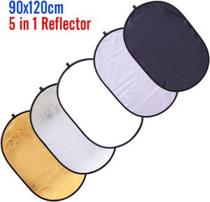 แผ่นสะท้อนแสงรูปวงรีแบบพับได้ 2-in-1 ขนาด 90x120 ซม. สีทองและสีเงิน วัสดุพลาสติก พร้อมกระเป๋าสะท้อนแสง - Product Image 2