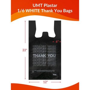 Thank You Plastic <b>Bags</b> Letter Pattern 12x6x22 Black T-Shirt Grocery <b>Bags</b> <b>long</b> Handles for Shopping - Product Image 3