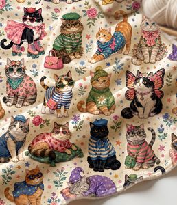 Cat Pajama Party <b>Curtain</b> Velvet Or Blackout Art Nouveau Window Each Panel Decorative Printed Drapes <b>for</b> Living Room Bedroom Kids - Product Image 6
