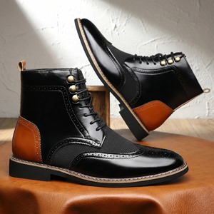 Botas de Piel Auténtica para Hombre 2026, Antideslizantes, de Piel de Vacuno Negra, de Media Caña, con Suela Suave y Gruesa - Product Image 1