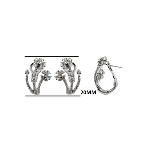 Pendientes de Oro Blanco Sólido de 18K de la Mejor Calidad con Diamantes Naturales en Corte Circular, Aros Redondos, Regalo de Boda Vintage - Product Image 2