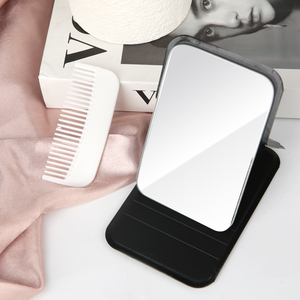 New Travel PURSE Vanity bảng quà tặng siêu Mỏng Túi cầm tay xách tay PU da gấp Gương trang điểm với lược - Product Image 4