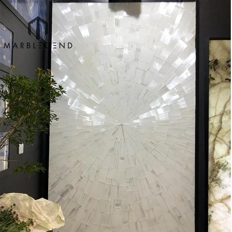 Factory Price Luxury Gem Stone White Selenite Crystal Stone Slab For Wall and Door