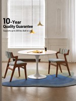 Chaise de salle à manger rétro française du milieu du siècle, structure en bois massif, revêtement en lin, écologique, durable, fauteuil de salle à manger pour hôtel, sensation premium