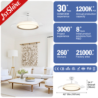 1stshine chambre à coucher électrique lustre décoratif télécommande lustre intelligent bldc moderne led ventilateur de plafond avec lumière