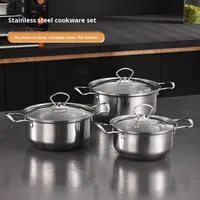 Ensemble de 3 casseroles avec couvercles en verre, compatibles induction, antiadhésives, fond épais, lavables au lave-vaisselle, design moderne pour pâtes, soupes, ragoûts et conserves