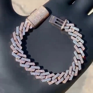Premium 925 Sterling Silver Cuban Link Bracelet with Sparkling Round Cut Moissanite Stones for <b>Men</b> Women and Fashion Wear - Product Image 5