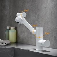 1080 degrés universel rotatif lavabo robinet LED thermostatique affichage de la température mélangeurs salle de bain évier robinet d'eau pistolet gris