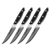 Couteaux de cuisine professionnels Little Cook, ensemble de couteaux à steak dentelés de 4,5 pouces, ultra-affûtés, en acier inoxydable, avec manche pleine longueur