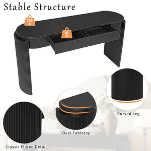 Modern Entryway <b>Console</b> Table with Storage Solid Wood Construction Natural Wood Grain Finish and Fluted Design - Product Image 5