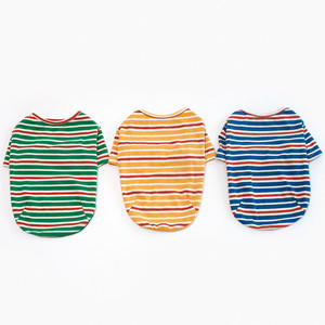 T-shirt rayé en pur coton, vêtement de <span class=keywords><strong>bouledogue</strong></span> français, printemps été 100% - Product Image 6
