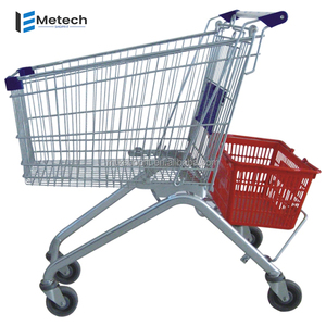 Chariots de courses de supermarché en gros d'usine, chariots à main à 4 roues en acier métallique pour les courses au supermarché - Product Image 1