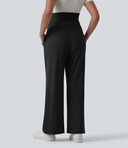<span class=keywords><strong>Pantalon</strong></span> de maternité taille haute, coupe droite, respirant, longueur intégrale, avec poches, en nylon/spandex, collection printemps - Product Image 3