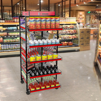 Présentoir de serpent en métal personnalisé/étagère au sol en métal métallique avec roues présentoir de magasin de fer pour aliments