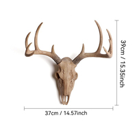 37*39cm Rustique Résine Cerf Crâne Décoration Murale SKE32 Vintage Tête D'animal Crâne Décoration pour La Maison bar