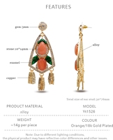 Parures de bijoux fantaisie en alliage, tendance, avec pierres, résine, gemmes et émail, pour mariée, mariage, comprenant collier et boucles d'oreilles, cadeau idéal