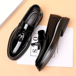 Chaussures habillées et décontractées pour hommes, Oxfords noirs, formelles, en PU, semelle souple, fermeture à bouton, élégantes pour mariage et marié - Product Image 4