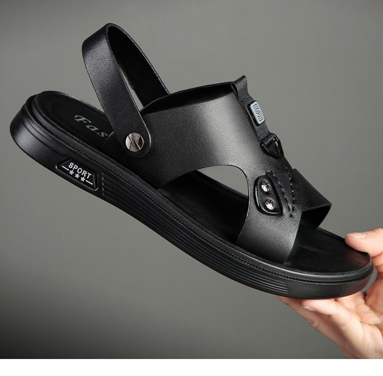 Summer Beach Sandals Slippers for Men Leather PU Casual Sandal Slippers
