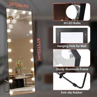 Miroir de Maquillage LED Mural Moderne de Haute Qualité, Version Épaissie, Cadre en Aluminium Noir Mat, Pleine Longueur, Autoportant pour Salon