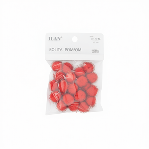 Ilan Bolita Pompon 1,5 cm Rouge Décoration Artisanale Fournitures de Couture - Product Image 1