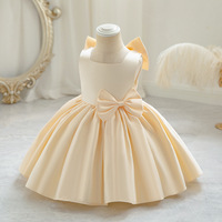 Robe de princesse sans manches pour filles avec nœud décoratif, idéale pour le 1er anniversaire, demoiselle d'honneur, mariage ou spectacle