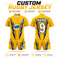 Uniforme de rugby unisexe pour adultes personnalisé, 100% polyester, respirant, séchage rapide, coutures renforcées, ensemble maillot et short de rugby