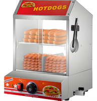 Mesin Hot Dog Komersial 220V, Penghangat Burger dengan Pemanas Roti, Cocok untuk Toko Kelontong, Etalase Pemanas Makanan