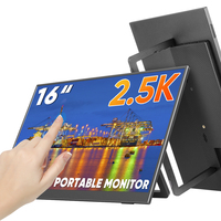 Écran tactile portable 16 pouces 2,5K QHD, écran IPS ultra fin, écran secondaire avec support pliable pour ordinateur portable, jeux PC