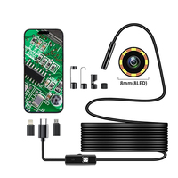 Caméra d'inspection endoscopique HD avec 8 lumières LED réglables, 8 mm semi-rigide, essentielle pour les mécaniciens, iOS Android, Boroscope