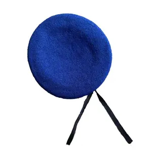 KMS Custom High Quality 100% Wool Fashion Tactical Outdoor Adjustable Size Blue Wool Men's Training French Beret