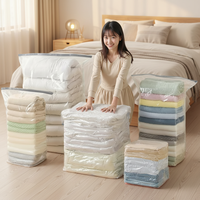 Grands sacs de compression sous vide en polyester 3D durables et écologiques 60x80x30cm, sacs de rangement gain de place à double fermeture éclair
