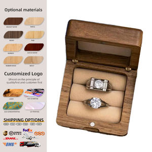 Caja de Joyería de Madera Maciza con Logotipo Grabado Personalizado, Almacenamiento Compacto y Portátil para Anillos, Pendientes, Collares y <span class=keywords><strong>Gemelos</strong></span> - Product Image 1