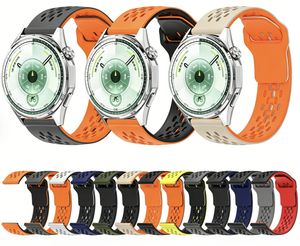 Correa de Reloj de Silicona Transpirable de Dos Tonos con Estampado de Leopardo para <span class=keywords><strong>Huawei</strong></span> <span class=keywords><strong>Watch</strong></span> GT4 GT5 GT6 18mm 20mm 22mm, Correa de Repuesto Deportiva - Product Image 1