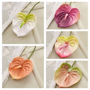CallaFloral Anthurium, Rama Individual de Flor Artificial, Tela Brillante de PVC, Decoración de Interiores, Blanco, Verde, Naranja, Rojo Rosa, Rojo Claro - Product Image 3