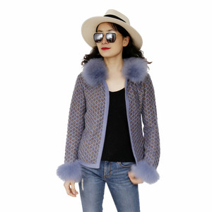 Europa Anti-restringimento donne vendita inverno moda donna maglioni collo di <span class=keywords><strong>pelliccia</strong></span> di volpe signore <span class=keywords><strong>Cardigan</strong></span> di lana lavorato a maglia - Product Image 6