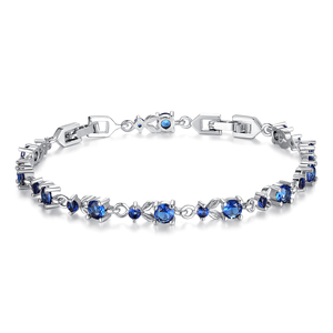 Bracelet chaîne plaqué argent avec cristaux roses sertis griffe, bijou classique et tendance pour femme, idéal comme cadeau - Product Image 5