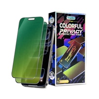 Film de protection d'écran en verre trempé pour téléphone portable, anti-lumière bleue, vert, confidentialité, HD, dégradé de couleur, pour iPhone 16 Pro Max