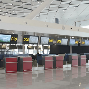 Mostrador de escritorio de entrada personalizado Mostrador de aeropuerto de madera con tamaño personalizado - Product Image 1