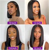 Wig Bob Pendek Rambut Manusia Remy Virgin Transparan Lace Front untuk Wanita Kulit Hitam dengan Baby Hair