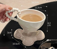 Mug à café en céramique de couleur unie, style minimaliste moderne, avec soucoupe – Anti-fuite, compatible micro-ondes, idéal pour le petit-déjeuner et le thé de l'après-midi